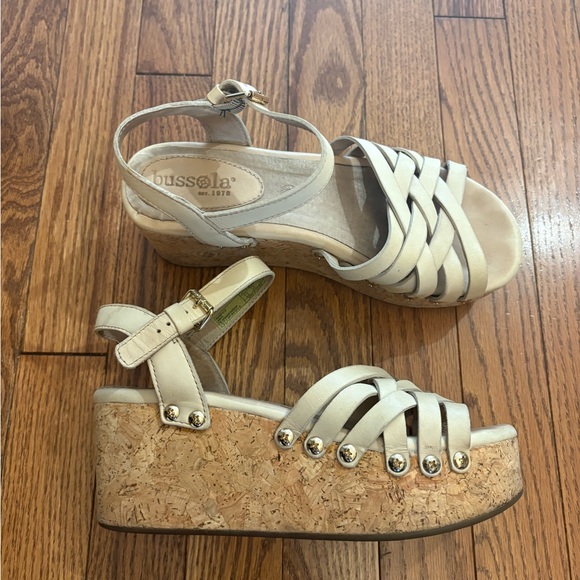 bussola Shoes - bussola Cream Leather Cork Wedge Sandals